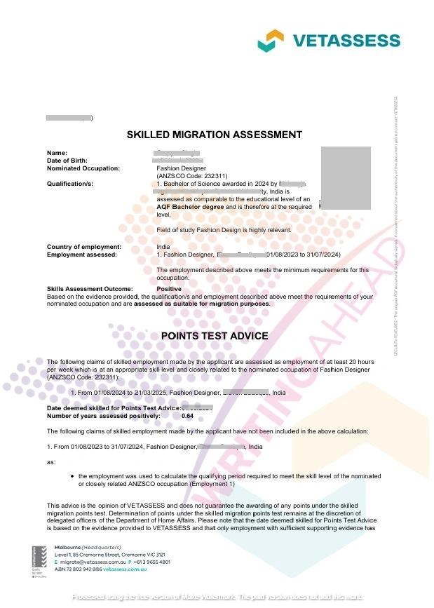 Vetassess Assessment Approval